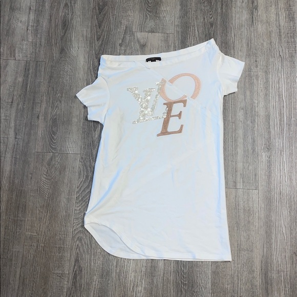 Louis Vuitton White Tee with Pink and Silver Accents - Picture 1 of 4